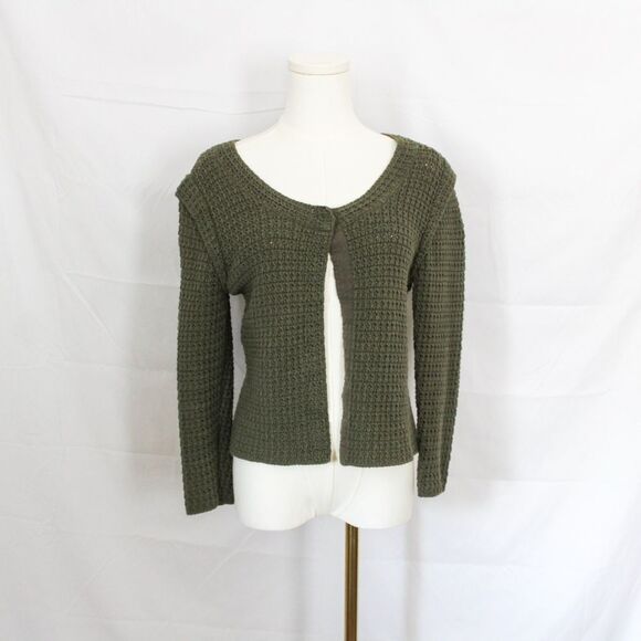 Banana Republic Sweaters - 90s Banana Republic Women's Open Stitch Long Sleeve Cardigan -  Medium, Green
